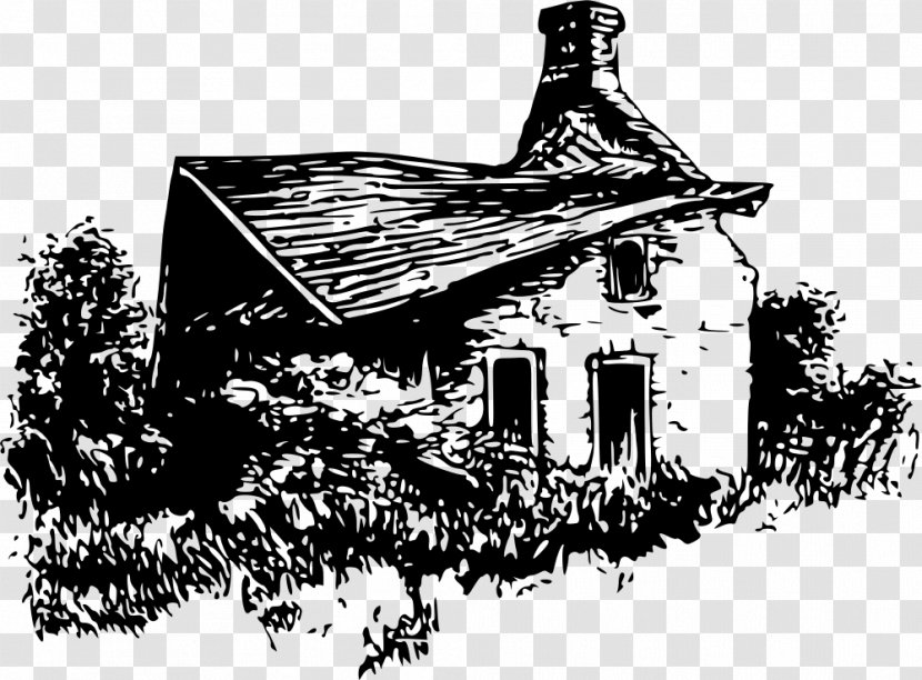 House Drawing Ruins Clip Art - Black And White Transparent PNG