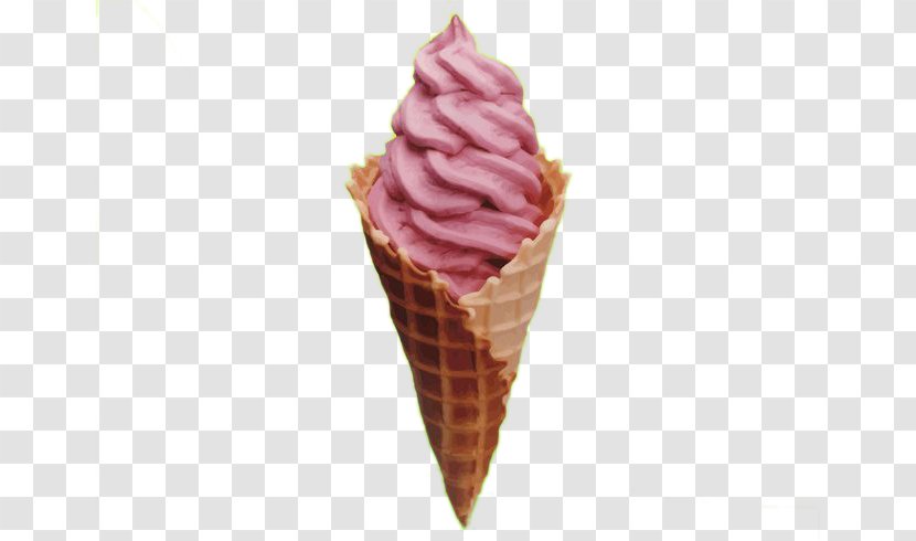 Ice Cream Cone Strawberry - Dairy Product Transparent PNG