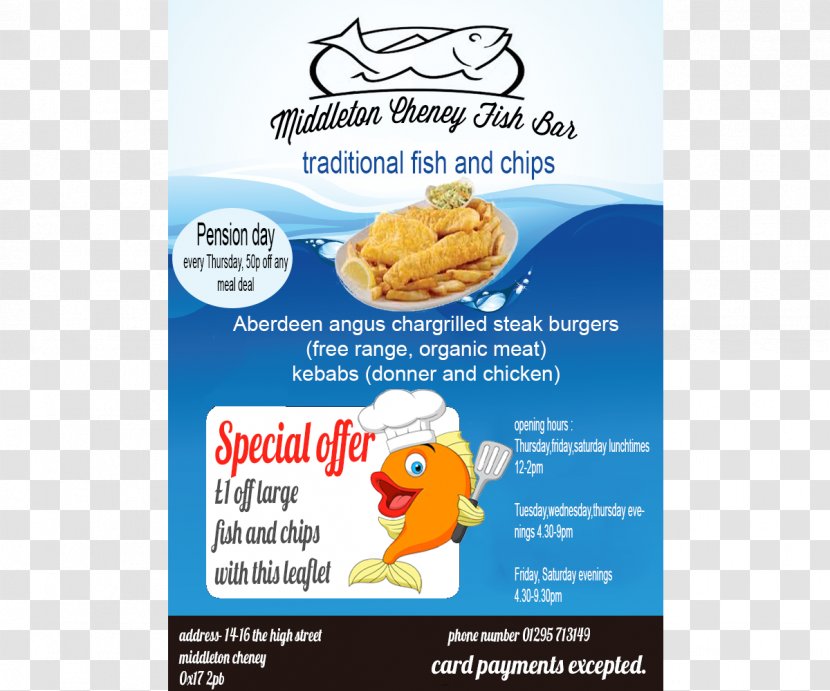 Middleton Cheney Fish Bar And Chips Advertising Flyer - Design Transparent PNG