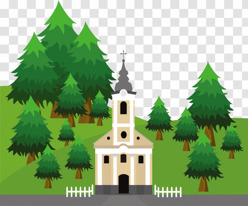 Photography Euclidean Vector Christmas Tree Illustration - Spruce - Woods Church Transparent PNG