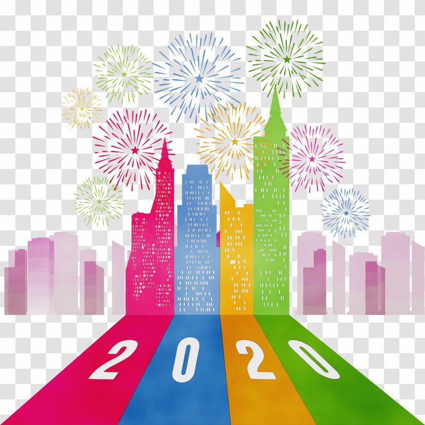 Human Settlement Fireworks Recreation Skyline City - New Years 2020 Transparent PNG