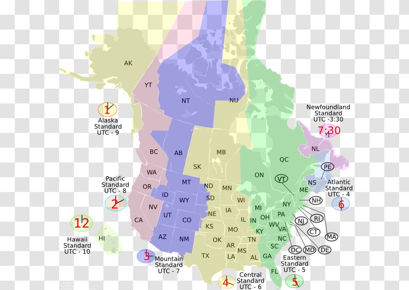 United States Of America Canada Time Zone World Map - Daylight Saving Transparent PNG