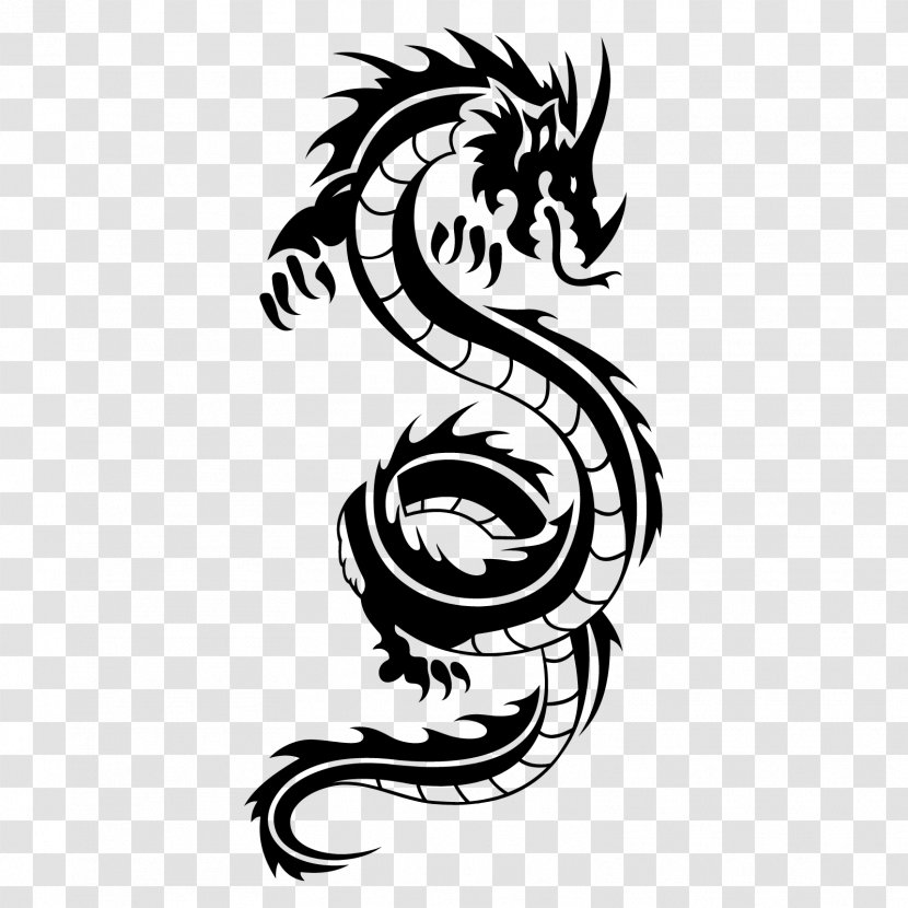 Wall Decal Sticker Mural - Vinyl Group - Yin And Yang Chinese Dragon Fire SymbolTiger Wo Transparent PNG