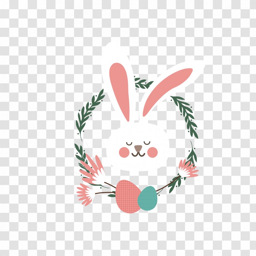 Rabbit Wreath Clip Art - Heart - Eyes Closed Cute Rabbits Vote Transparent PNG