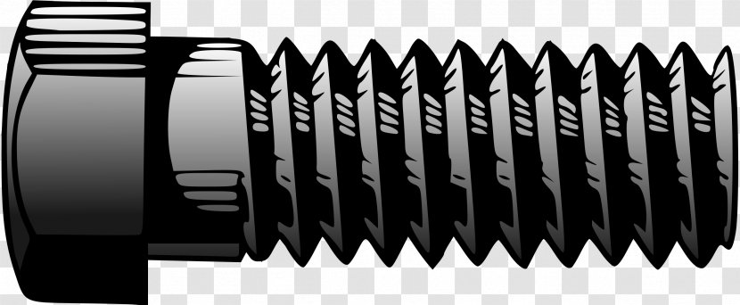 Bolt Screw Nut Clip Art - Monochrome - Thread Transparent PNG