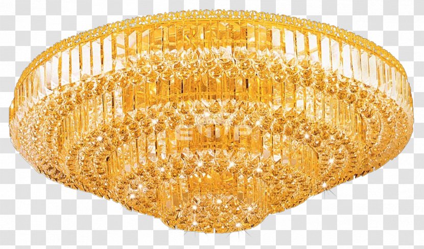 Chandelier Lighting Crystal Lamp - Gold Transparent PNG