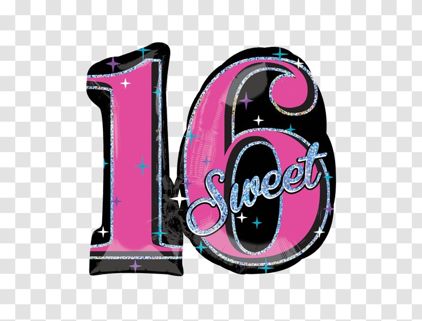 Birthday Cake Mylar Balloon Sweet Sixteen - Party Favor - 16 Transparent PNG