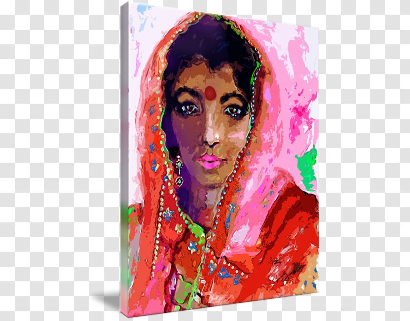 Watercolor Painting Indian Portrait Art - Imagekind - Saree Transparent PNG