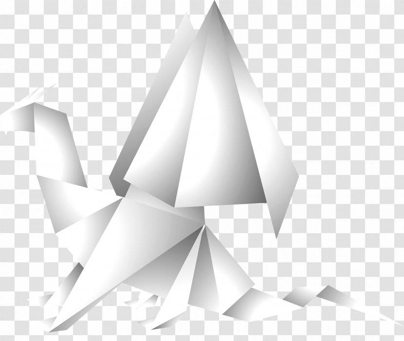 Paper Dinosaur Origami Triceratops - Black And White Transparent PNG