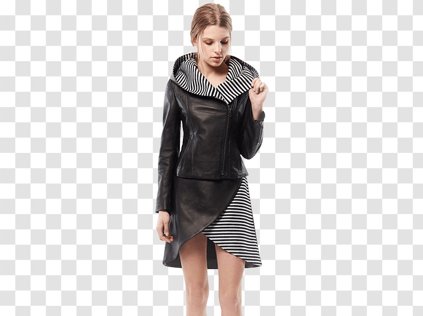 Leather Jacket Balcony Overcoat - Winter - With Hood Transparent PNG