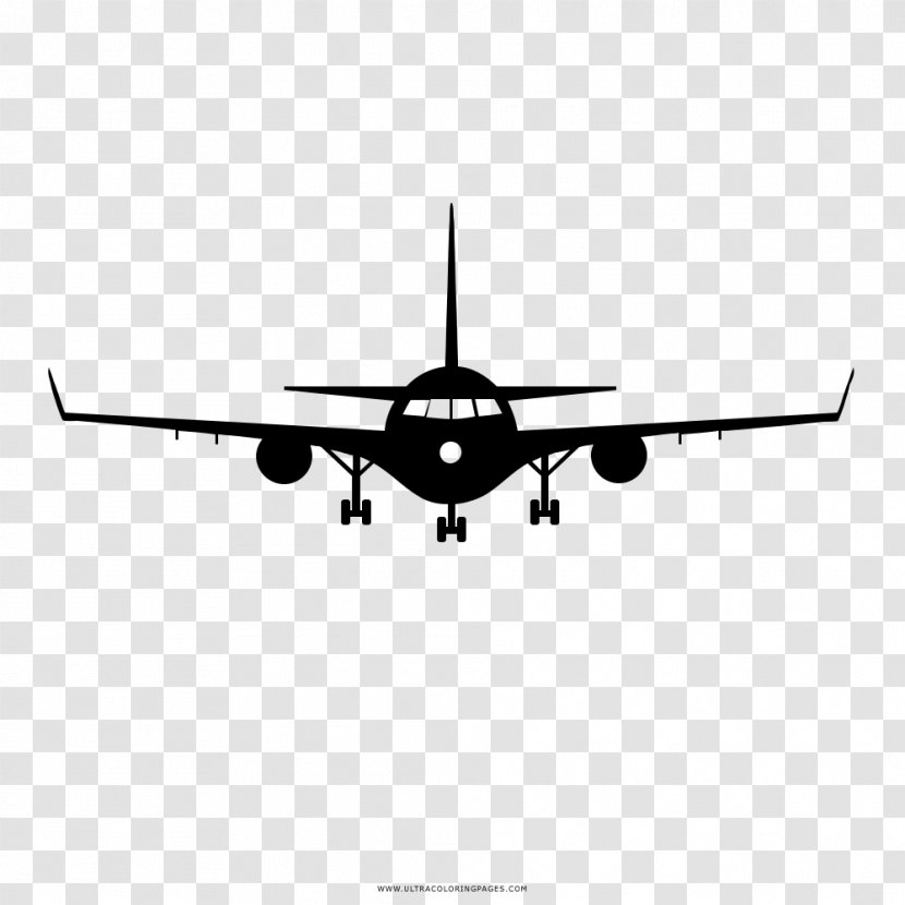 Narrow-body Aircraft Airplane Black And White Drawing Coloring Book - Widebody Transparent PNG
