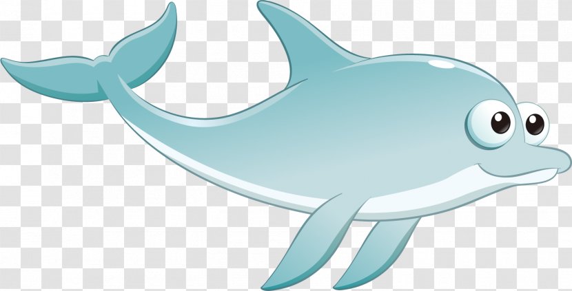 Common Bottlenose Dolphin Clip Art - Vertebrate - Cartoon Blue Transparent PNG