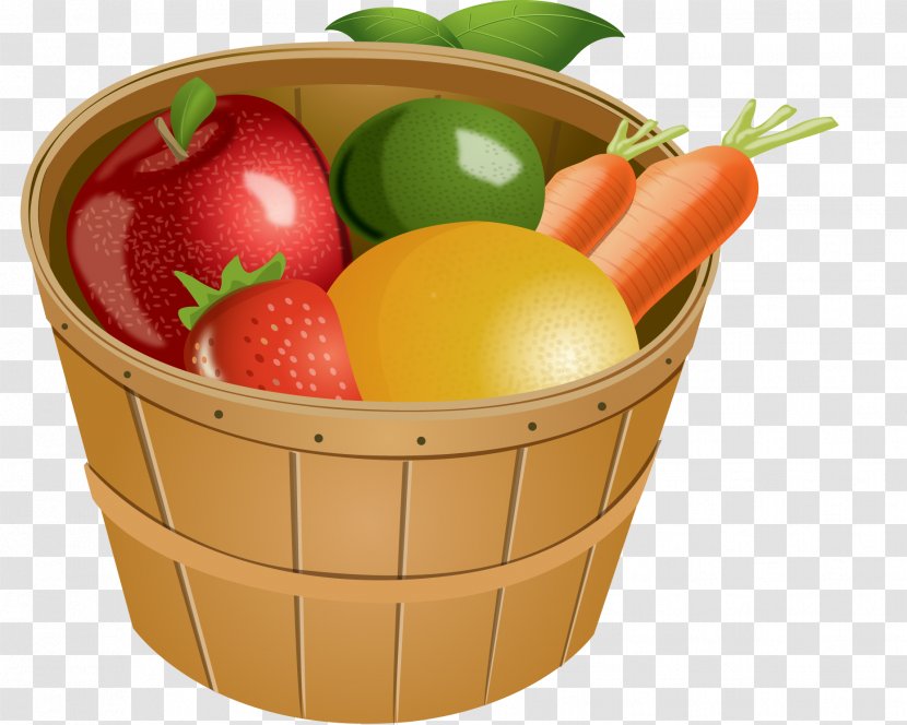 Basket Of Fruit Clip Art - Bucket Fruits And Vegetables Transparent PNG
