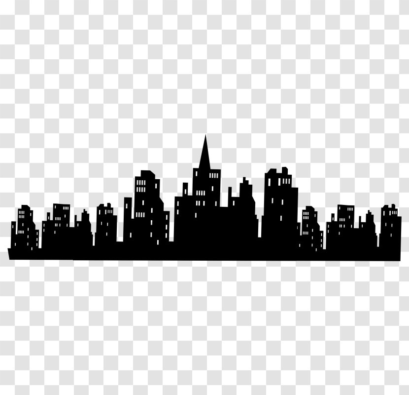 Batman Gotham City Skyline Bat-Signal Wall Decal - Monochrome Photography Transparent PNG