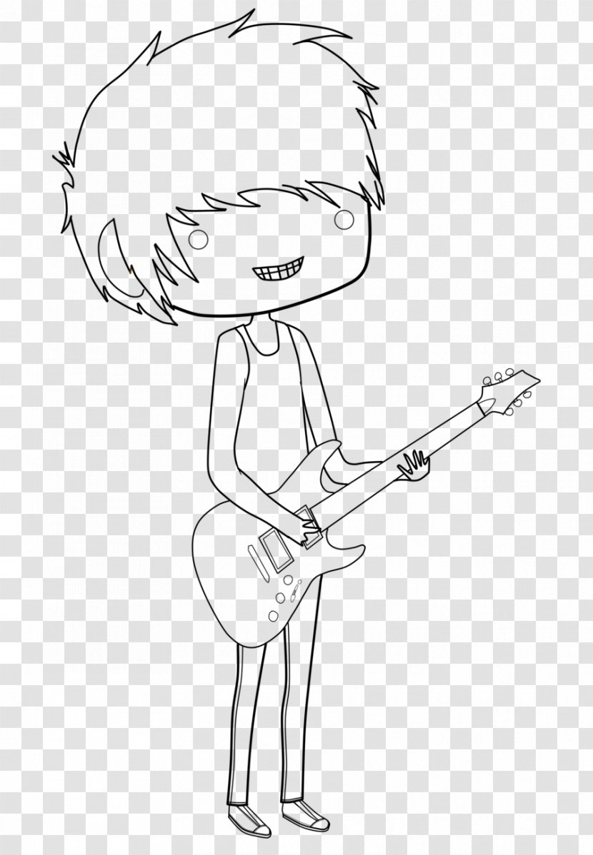 Line Art Cartoon Drawing Male - Heart - Guitar Transparent PNG