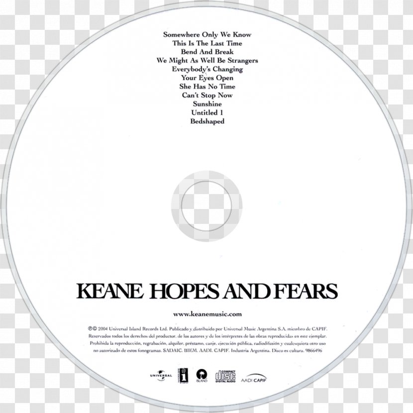 Hopes And Fears Keane Compact Disc Brand - Text Transparent PNG