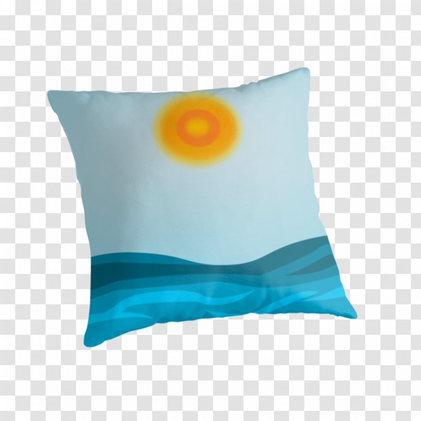 Cushion Throw Pillows - Turquoise - Sun With Wave Transparent PNG