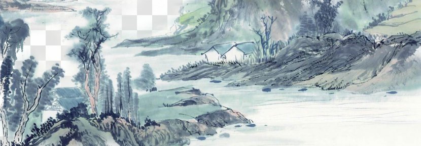 Watercolor Landscape Painting Art Wallpaper - Paint - Ancient Tradition Of Water Lake Transparent PNG