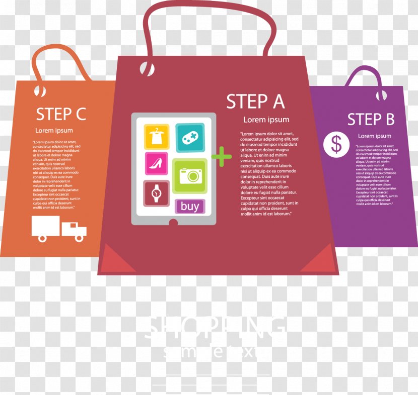 Infographic Shopping Bag Information - Packaging And Labeling - Vector Colored Bags Transparent PNG