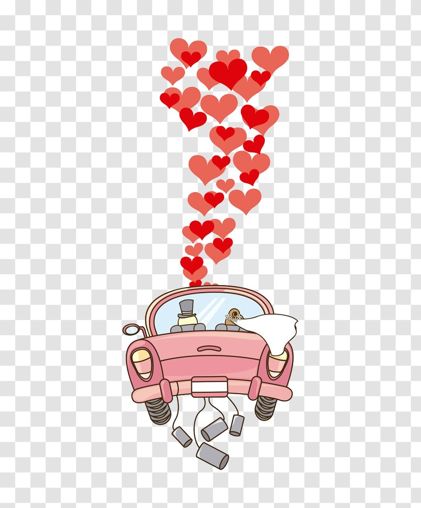 Wedding Invitation Marriage Royalty-free Clip Art - Heart - The Bride And Groom Cartoon Car Picture [ Transparent PNG