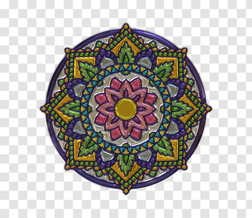 Mandala Illustration - Purple - Stained Glass Transparent PNG