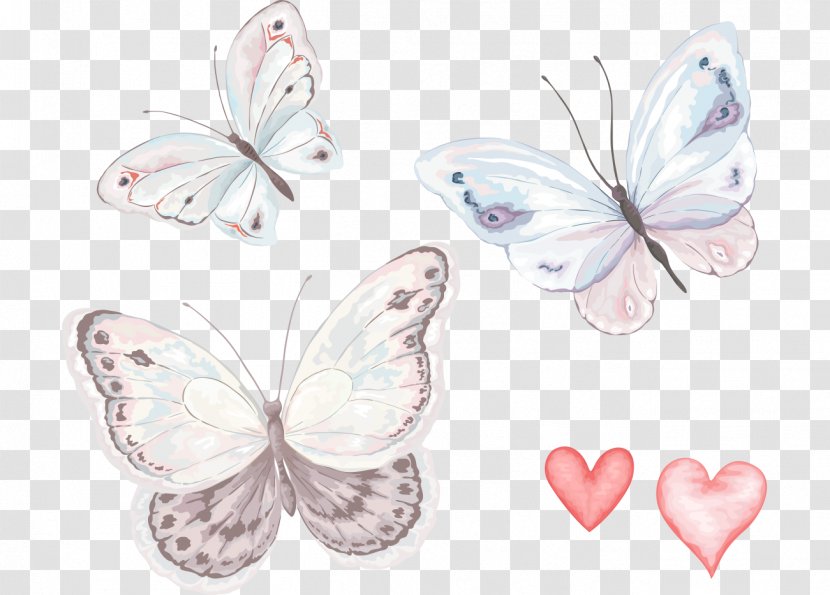 Hand-painted Watercolor Butterfly Fly Cartoon - Pink - Paint Transparent PNG