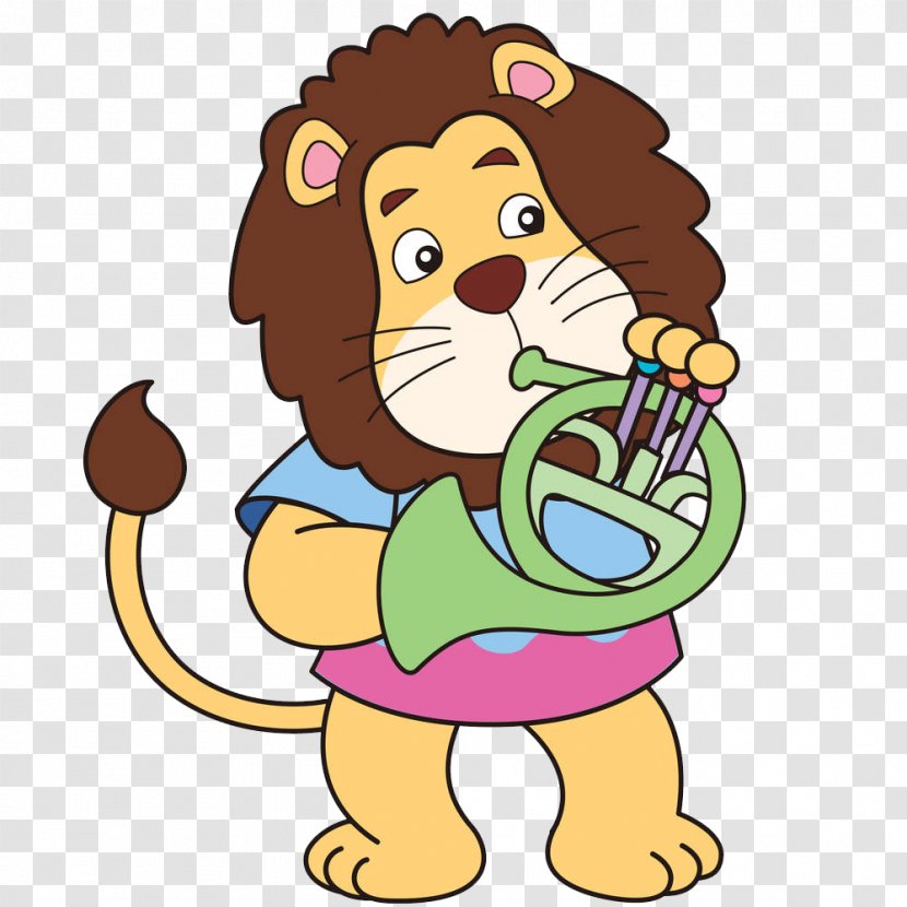 French Horn Royalty-free Cartoon Illustration - Tree - A Trumpet Lion Transparent PNG