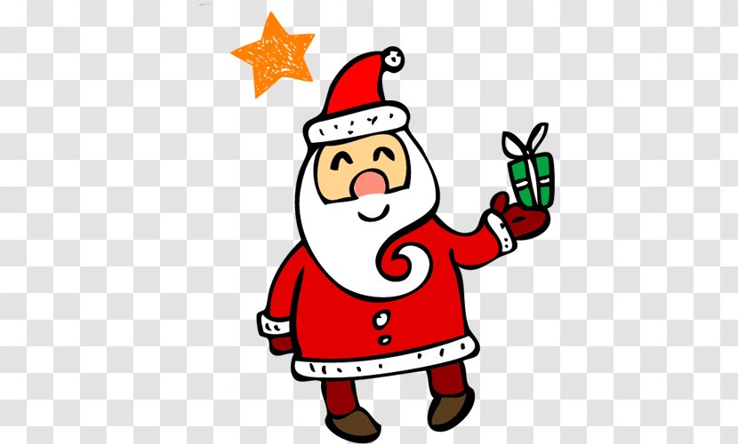 Santa Claus Christmas Wallpaper - Ornament - Cartoon Holding A Gift Transparent PNG