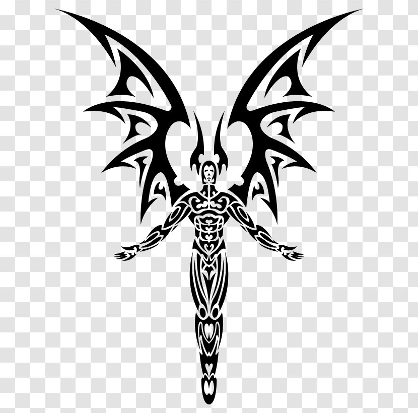 Wing Black-and-white Tattoo Stencil Symmetry Transparent PNG