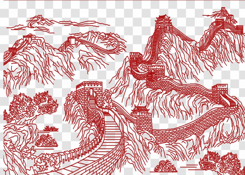 Great Wall Of China CorelDRAW - Tree - Mountains Transparent PNG