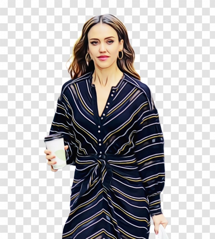 Jessica Alba Sin City Businessperson Proenza Schouler Crepe Striped Long Sleeve Dress - Actor - Trench Coat Transparent PNG