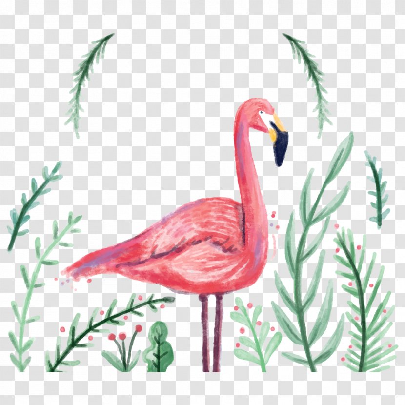 Flamingo Wedding Invitation Wallpaper - Feather - Cartoon Ostrich Transparent PNG