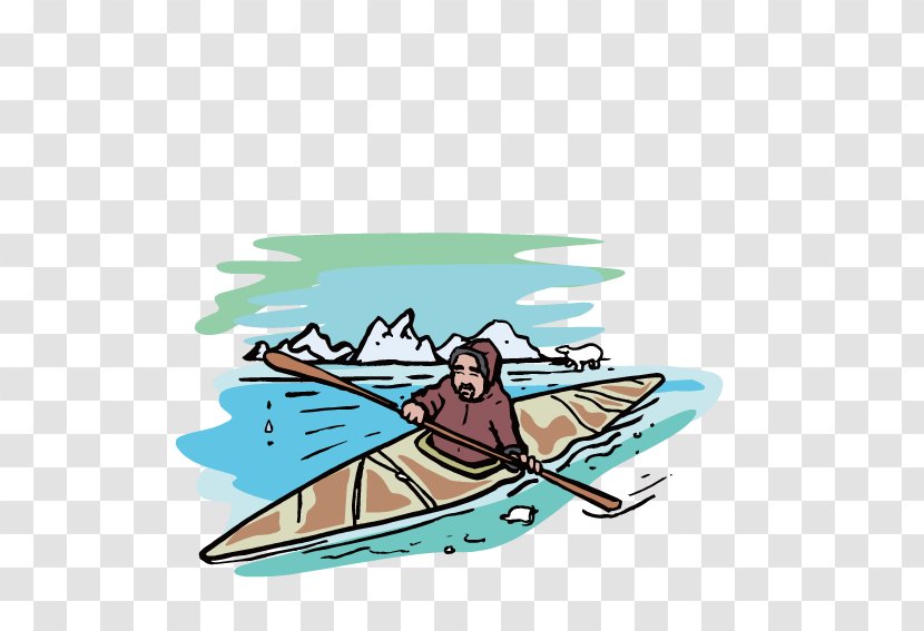 Cartoon Kayak Clip Art - Illustration - Struggling To Paddle Transparent PNG