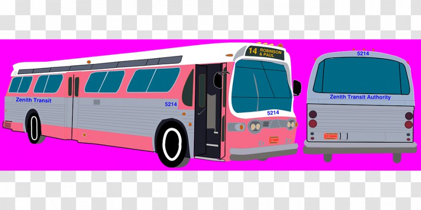 Bus Cartoon - Magenta - Commercial Vehicle Transparent PNG