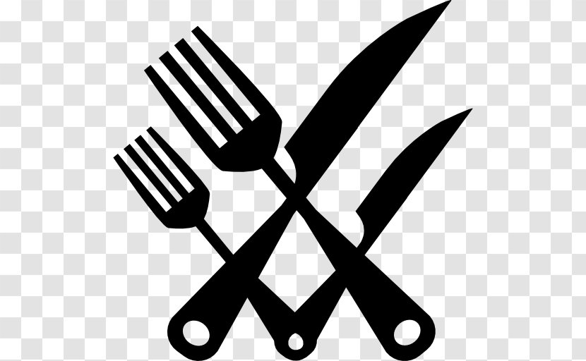 Knife Kitchen Utensil Fork Tool - Black And White Transparent PNG