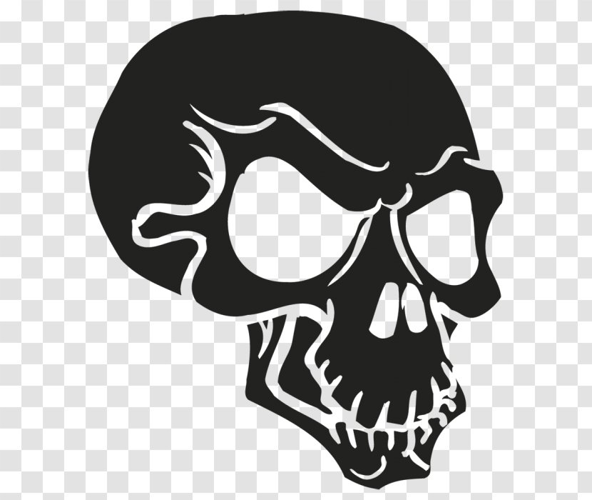 Skull And Crossbones Jaw Death Sticker - Black White Transparent PNG