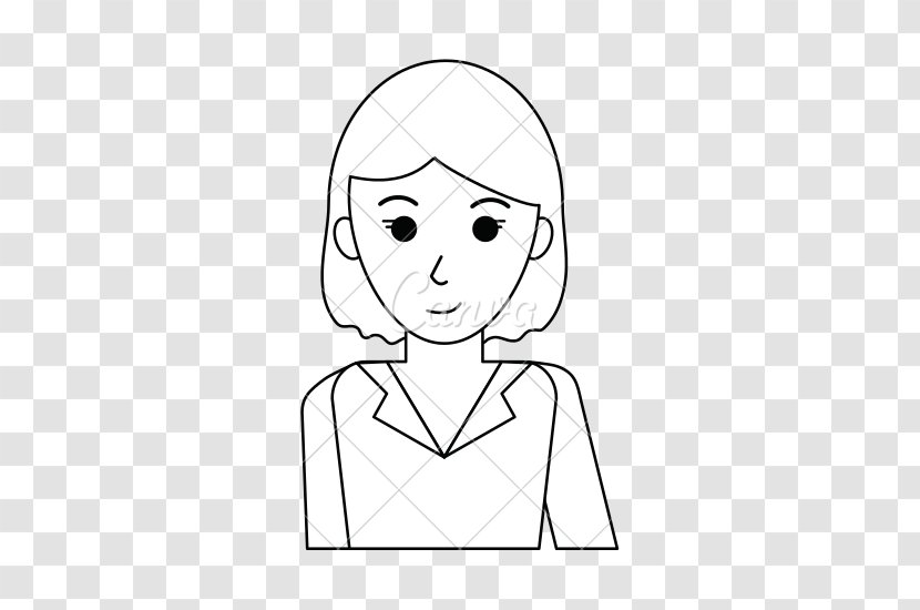 Drawing Black And White Facial Expression Line Art - Cartoon - Happy Women Transparent PNG
