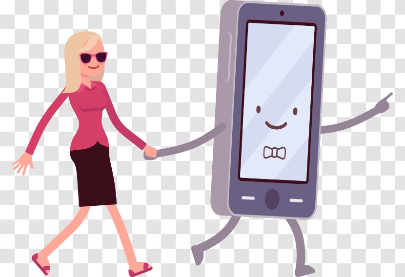 Royalty-free Walking Smartphone Illustration - Vector Beauty And The Phone Transparent PNG