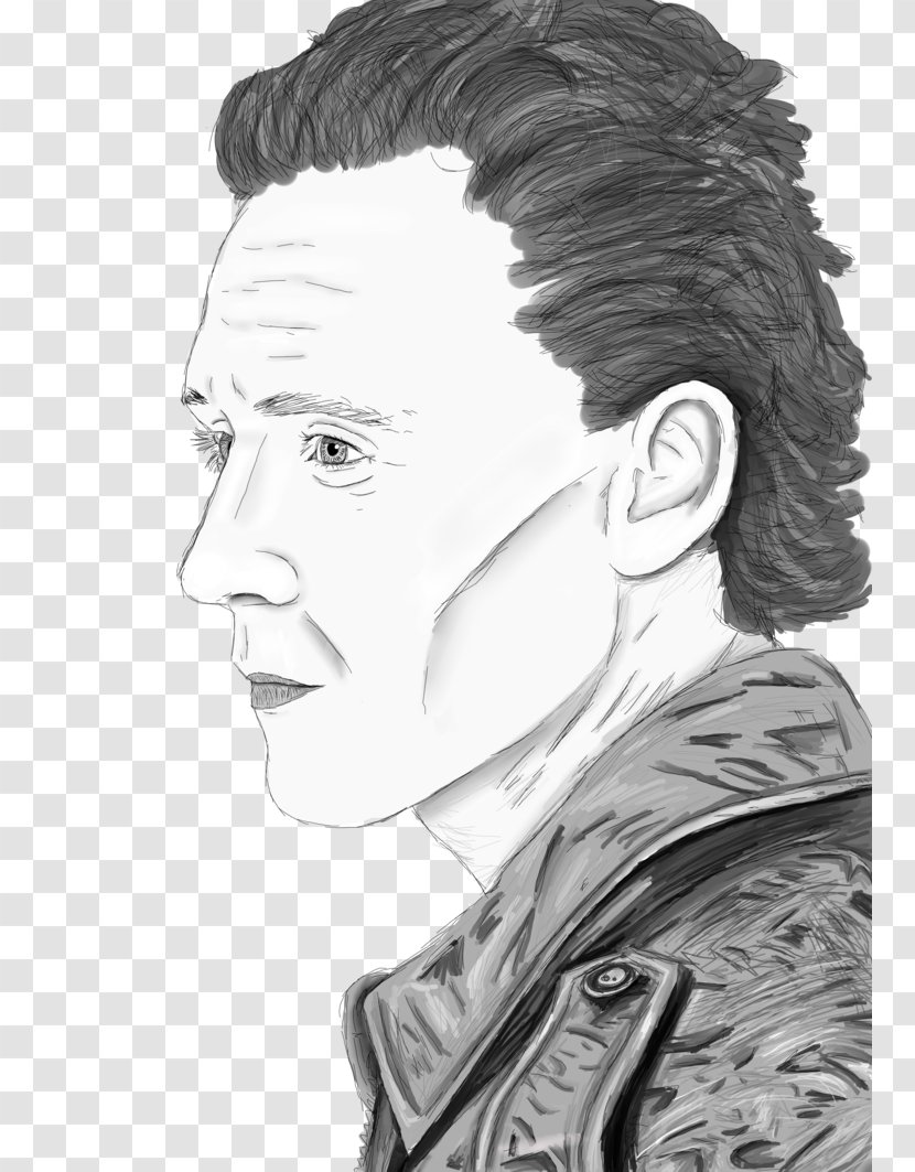 Black And White Loki Male Art Drawing - Human - Tom Hiddleston Transparent PNG