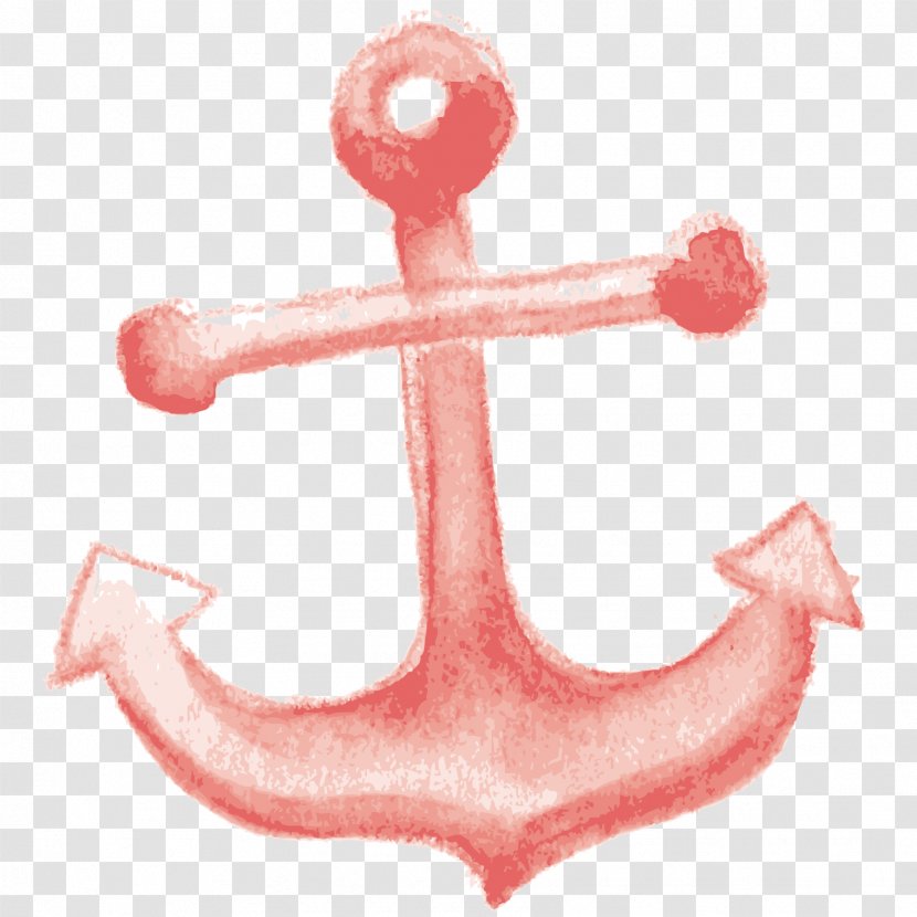 Anchor Drawing Boat Watercraft - Watercolor Painting - Pink Anchors Transparent PNG