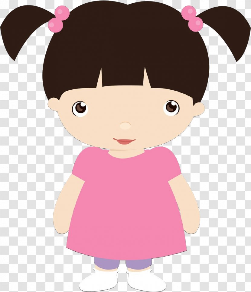 Cartoon Pink Brown Hair Child Ear - Doll - Black Transparent PNG