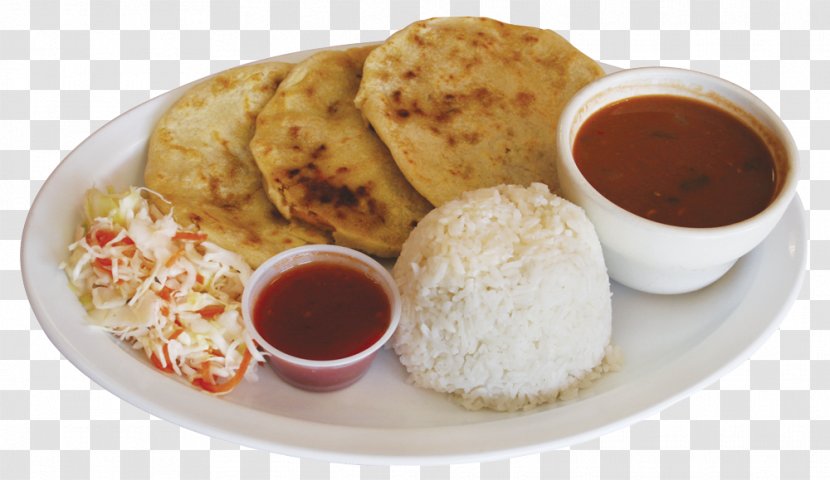 Full Breakfast Pupusa Refried Beans Rice And Quesillo Transparent PNG