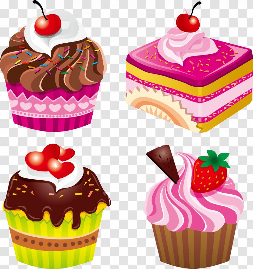 Cupcake Chocolate Cake Birthday Icing Strawberry Cream - Decorating - Delicious Transparent PNG