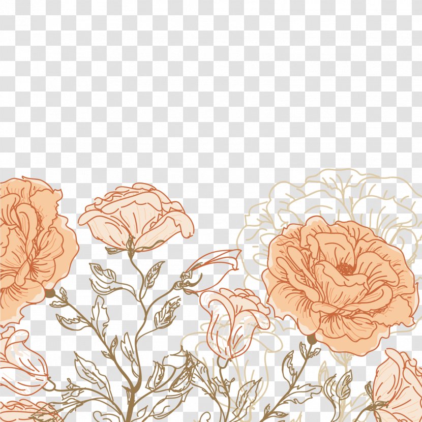 Rose Floral Design Flower - Peach - Hand-painted Flowers Vector Transparent PNG