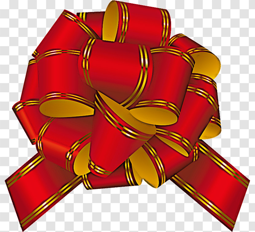 Red Ribbon Yellow Gift Wrapping Present Transparent PNG