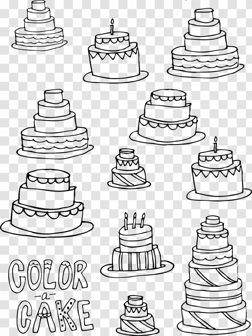 Wedding Cake Birthday Drawing Cupcake Bundt - Coloring Transparent PNG