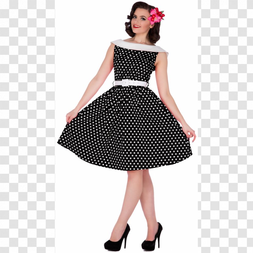1950s Polka Dot Poodle Skirt Costume Dress - Fashion Model Transparent PNG