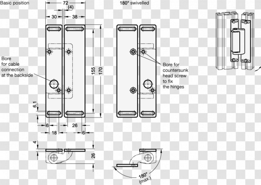 Door Handle Technical Drawing - Furniture - Design Transparent PNG