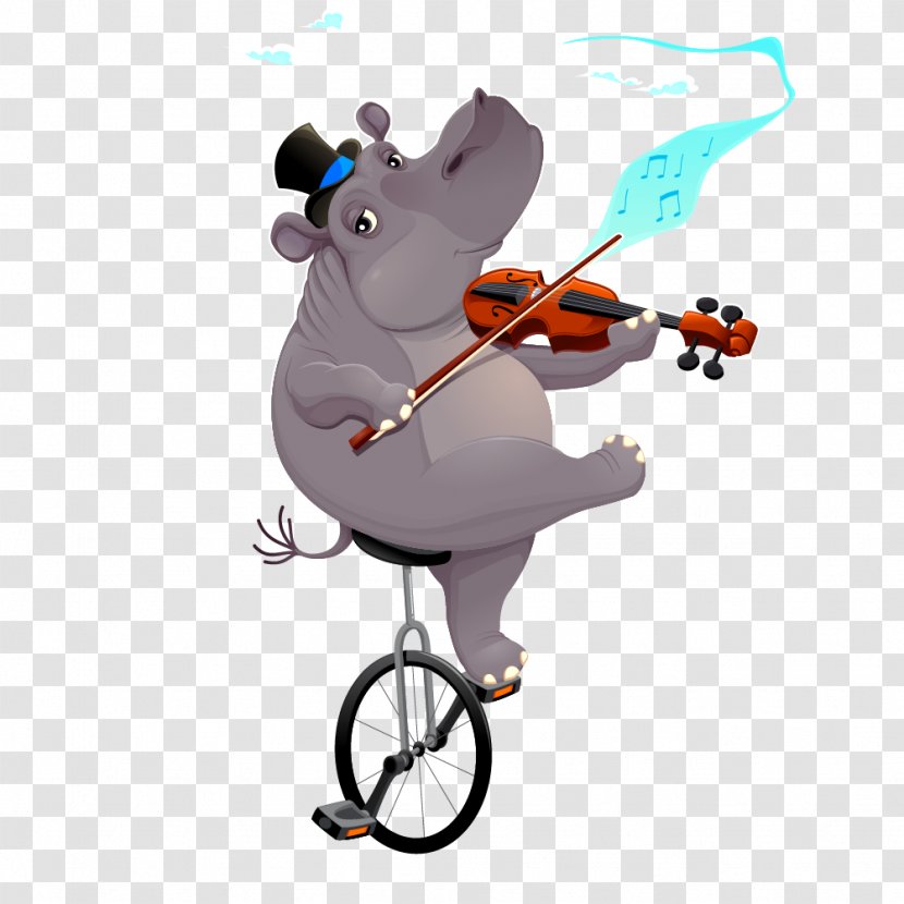 Hippopotamus Unicycle Stock Illustration - Royalty Free - Vector Cartoon Creative Juggling Transparent PNG