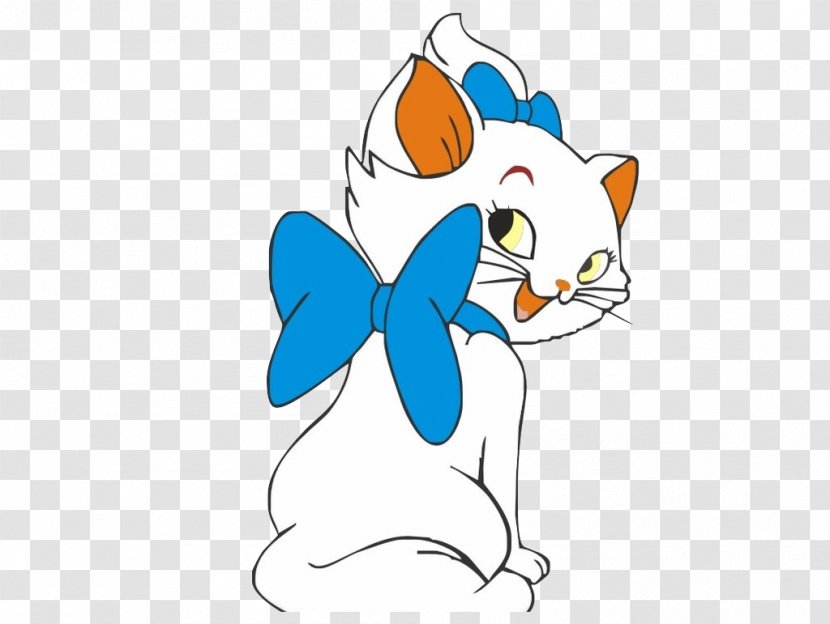 Kitten Whiskers Cat Cartoon Clip Art - Wearing A Blue Bow Transparent PNG